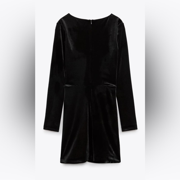 ZARA SHORT VELVET DRESS BLACK SIZE XS NWT - Picture 4 of 5